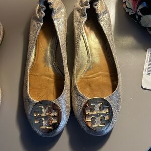 Tory Burch Silver Ballet Flats